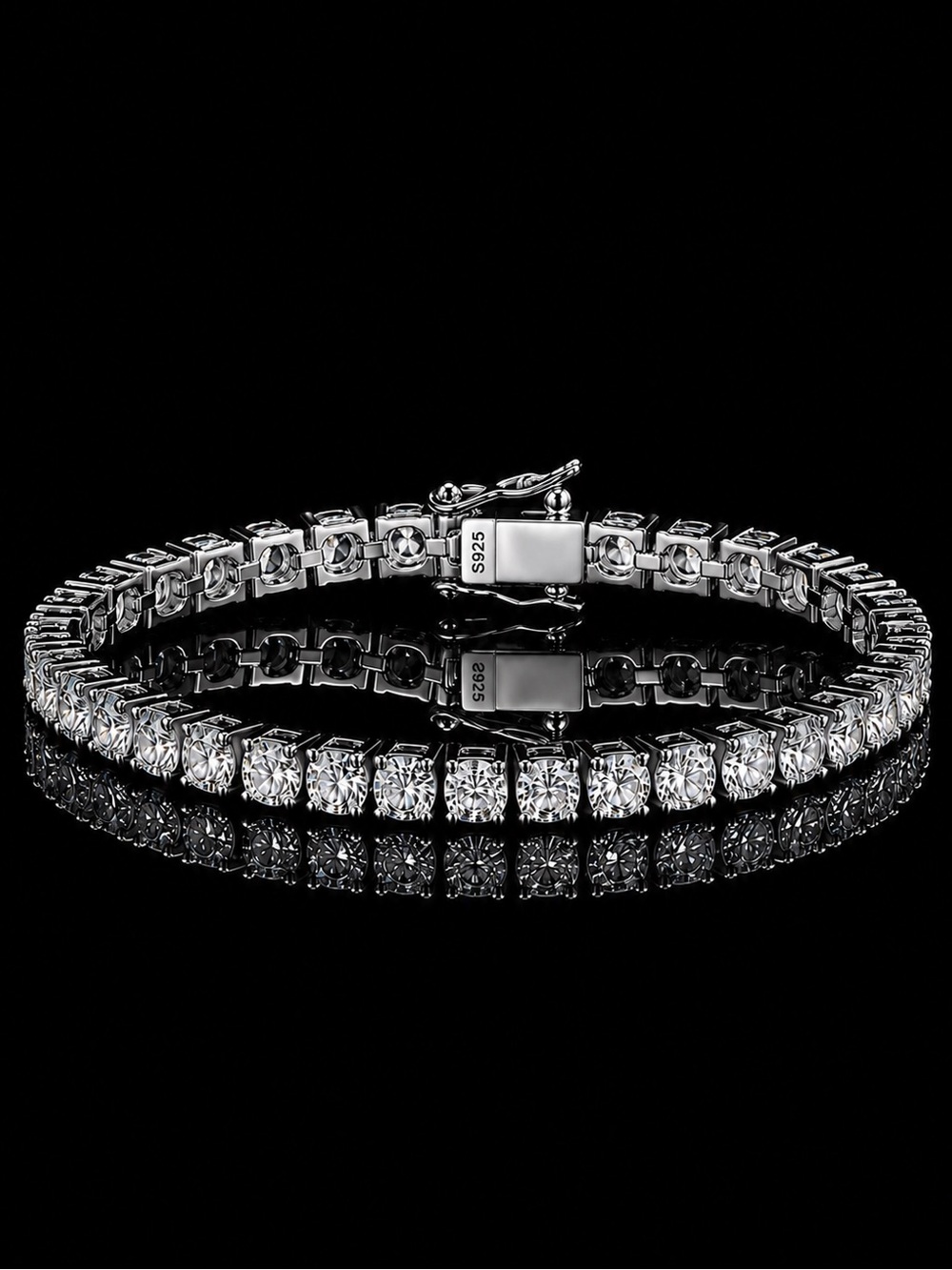 925 Silver, 11.7CTW Moissanite Tennis Bracelet - 6.5”